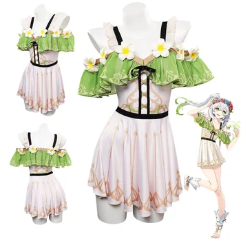 Nahida Cosplay Kadın Kostüm Oyunu Genshin Darbe Rol Oynamak Mayo Kıyafetler Kız yaz elbisesi Cadılar Bayramı Karnaval Parti Takım Elbise