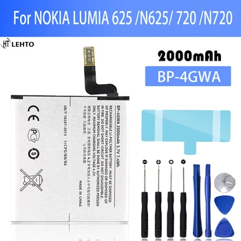 Nokia Lumia 625 İçin yeni 100 % Orijinal BP-4GWA Pil telefonu Pilleri Bateria