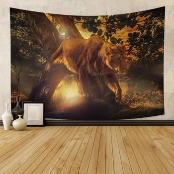 Orman Hayvan Aslan Goblen Duvar Asılı Halı Yatak Odası Oturma Odası Yurt Halılar Sanat Ev Dekorasyon