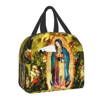 Our Lady Of Guadalupe Meksika Meryem Öğle Yemeği Çantası Termal Soğutucu Yalıtımlı yemek kabı Kadınlar için çocuk yiyecekleri Taşınabilir Piknik Çantaları