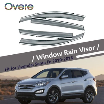 OVERE YENİ 1 Takım Duman Pencere Yağmur Visor Hyundai Santa Fe 2010 2011 2012 İçin Koruma Aksesuarları