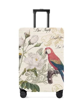 Papağan Kuş Gül Çiçek Retro Seyahat Bagaj Kapağı Elastik Bagaj Kapağı Bavul Kılıfı tozluk Seyahat Aksesuarları