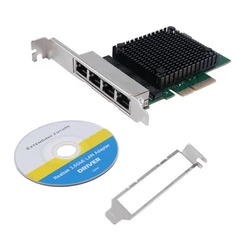 PCIE X4 2.5 G Gigabit Ağ Kartı RTL8125B 4 Port Ethernet Ağ Kartı Masaüstü Sunucu Ağı