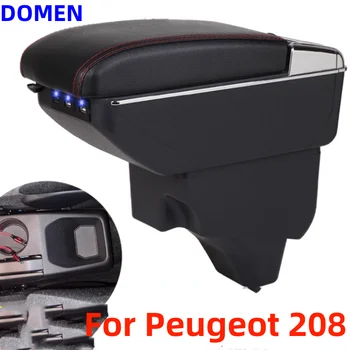 Peugeot 2008 için Kol Dayama kutusu Peugeot 208 2019 2020 2021 2022 2023 Güçlendirme parçaları İç saklama kutusu Araba aksesuarları USB