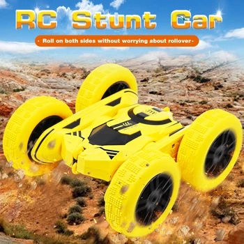 RC Dublör Araba Yüksek Hızlı Yuvarlanan Paletli Araç 360 Derece Çevirir Çift Taraflı Dönen Yuvarlanan RC oyuncak arabalar Çocuk Hediyeler İçin