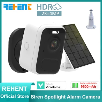 REHENT 2 K 4MP 9600 mAh şarj edilebilir pil Siren Spot Alarm Kablosuz Güvenlik PIR Ses Video CCTV Gözetim Kamera IP66
