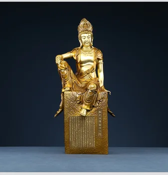 Saf Bakır Guanyin Bodhisattva / Buda Heykeli Dekorasyon Budist Salonu Kilise Dekorasyon Kalp Sutra Guanyin Nimet Dekorasyon