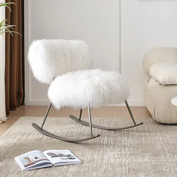 Sallanan sandalye Yetişkinler için İskandinav Lüks Sandalyeler Tasarım Rahat Kadife Sandalyeler Uyku için Zarif Salon Oturma Odası Mobilyaları