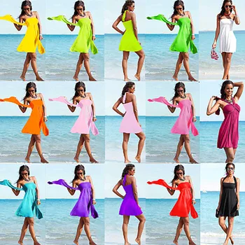 Seksi kadın Bikini Bandaj Plaj elbise birçok yönden giyilen Sahil tatil etek YF002
