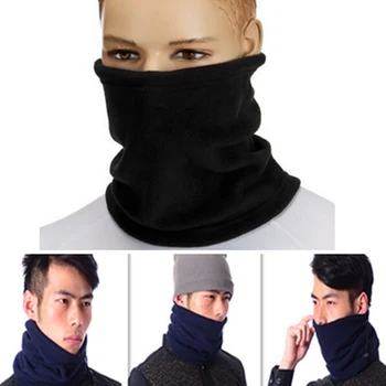 Siyah 4 in 1 Kış Unisex Kadın Erkek Sıcak Termal Eşarp Snood Boyun ısıtıcı Yüz Maskesi Bere Şapka Giymek Yaka