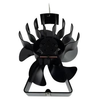 Siyah Şömine Fan 5 Bıçaklı İsı powered Soba Fan Fırın Fanı Ahşap Brülör Eko Sessiz Fan İsı Powered Şömine Fan