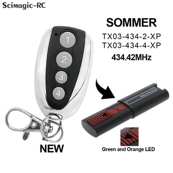 SOMMER TX03 için 4 Kanal Yeşil ve Turuncu Garaj Kapısı Uzaktan Kumanda Anahtarı-434-4-XP 434,42 MHz Kapı Verici kontrolörü