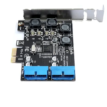 Süper Hızlı PCIe 2 Port 19Pin USB 3.0 Yükseltici Kart PCI-E Çift Dahili 20Pin PCI ekspres kart Dönüştürücü Adaptör Bilgisayar için