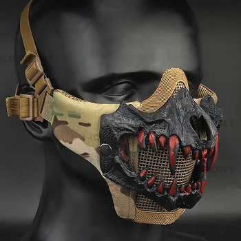 Taktik Dişleri Maskesi Yarım Yüz Airsoft Maskesi çelik ızgara Koruyucu Nefes Paintball CS Bisiklet Güvenlik Ekipmanları Cosplay Sahne