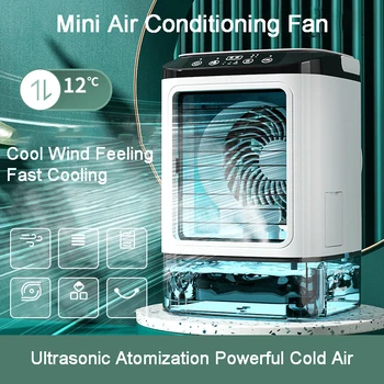 Taşınabilir Masaüstü Klima Fanı Çift Sprey Ultrasonik Atomizasyon 3-Speed Dilsiz Hava Soğutucu Gece Lambası Elektrikli Fan Ev için