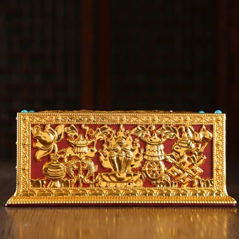 Tibet Kazınmış Altın plastik kağit kutu Tuvalet Oturma Odası Peçete Dağıtıcı Budist saklama kutusu Organizatör Masaüstü Dekoratif