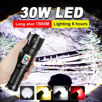 Ultra Güçlü şarj edilebilir LED el feneri Yüksek Güç Süper Parlak Lamba Usb Tip-c Şarj Led el feneri Fener 26650