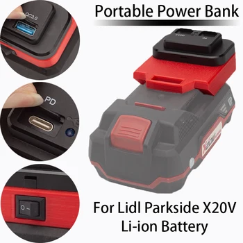 USB Güç Kaynağı Adaptörü Lidl Parkside x20v Li-İon Piller PD / QC3. 0 Hızlı Şarj Cihazı (Pil dahil değildir))