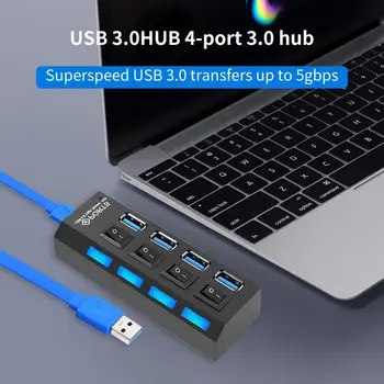 USB Hub Genişletici Yerleştirme İstasyonları LED Göstergesi Yüksek Hızlı ABS Hızlı Tepki 4 USB3. 0 Konsantratörü