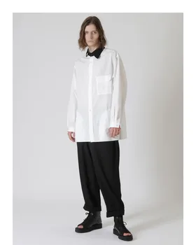 XS-6XL Yeni 2023 Erkek Kadın Giyim Yamamoto Tarzı Ayrılabilir Yaka Kontrast Gömlek Severler Artı Boyutu Kostümleri