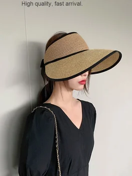 Yaz Olmayan Basınç Saç Hava Üst Geniş şapka Kadın Yaz Güneş Gölge yüz kapatma Güneş Geçirmez Güneş Katlanabilir Hasır şapka