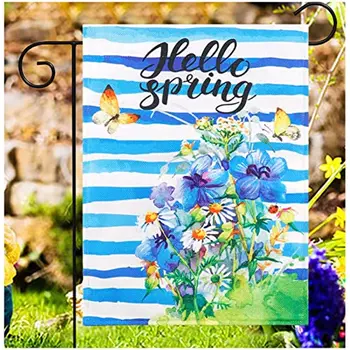 Yeni Bahar Bahçe Bayrağı 12x18 İnç Çift Taraflı Dış, Çiçek Hello Bahar Bahçe bayrağı Çim Yard açık hava süslemeleri