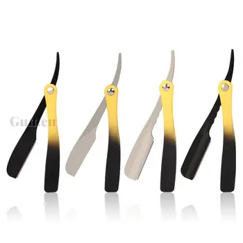 Yeni Berber Klasik tıraş bıçağı Bıçak Tutucu Erkekler ABS Degrade Kolu Düz Kenar berber jileti Tutucu Katlanır tıraş bıçağı