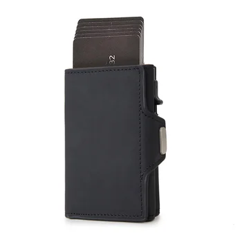 Yeni Cüzdan erkek PU Deri Alüminyum Alaşım Çok fonksiyonlu Fermuar Değişim Klip Karbon Fiber Metal kart çantası