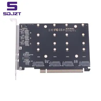 Yüksek Kalite 4 Port M. 2 NVMe SSD PCIE X16M Anahtar Sabit Disk Dönüştürücü Okuyucu Genişletme Kartı, 4X32 Gbps Aktarım Hızı (PH44)