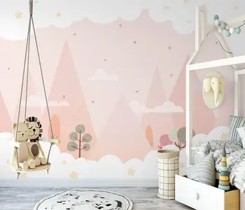 Özel papel de parede 3d pembe bulut vadisi duvar kağıdı çocuk odası yatak odası ev dekor duvar kağıtları ev dekor