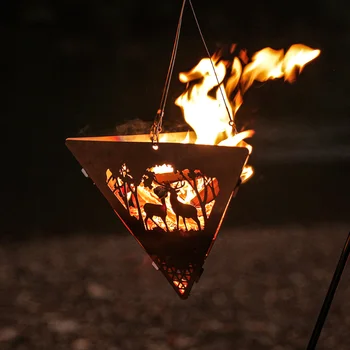 Üçgen Asılı Fırın Şenlik Ateşi Kamp Ateşi Çukuru Kamp odun sobası Standı Çerçeve Çukur
