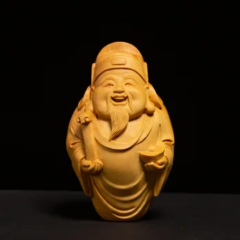 Şimşir katı ahşap kolye taşıma kolu oyma el sanatları ahşap oyma süsleme zenginlik Tanrısı Buda feng shui decoracion