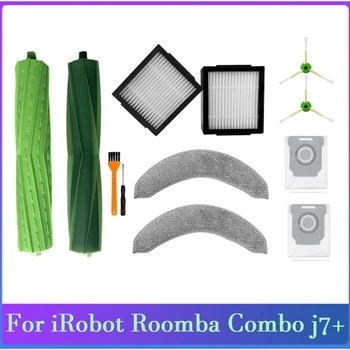 12 ADET Yedek Parçalar için iRobot Roomba Combo J7 + Elektrikli Süpürge Kauçuk Fırça HEPAFilter Yan Fırça Paspas Bezi Toz Torbası