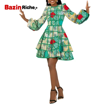 Afrika Kız Elbise Yaz Afrika Baskı Elbise Kadınlar Uzun Kollu diz Üstü Mini Elbise Dashiki afrika kıyafeti Bayanlar İçin WY8726