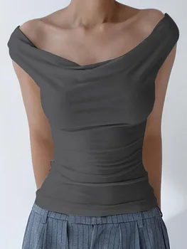Apprabant Yaz Kadın Giyim Katı Sallanan Boyun Yelek Üstleri T-shirt Kolsuz Backless Bandaj Seksi Baharat Kız Tarzı
