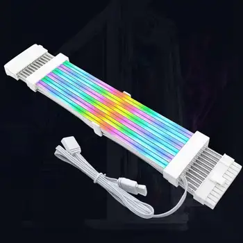 ARGB Neon Renkli Çizgi Beyaz PC Kasa RGB Kablo GPU 24Pin Flama Transfer Adaptörü Güç Kaynağı Parlayan Hattı