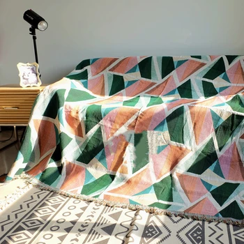 High-end Geometrik Desenler Keçeler Goblen Mat Vintage Pastoral Kalın pamuklu kanepe Havlu Yatak Örtüsü Yatak Odası oturma odası halısı