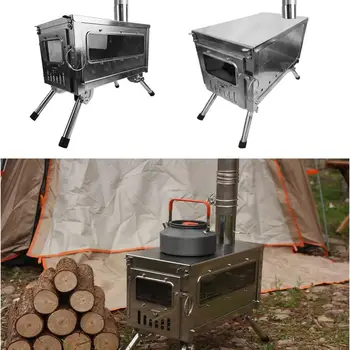Katlanabilir Kamp Sobası Paslanmaz Çelik Sıcak çadır Soba taşınabilir ısıtma brülör soba Açık odun sobası Çadır kamp İçin