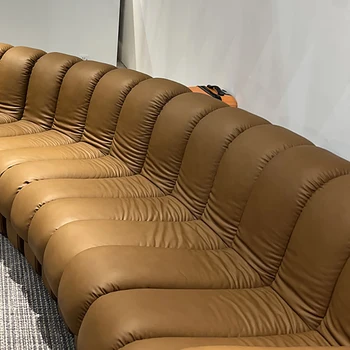 Katlanabilir Oturma Odası Lüks Kanepeler Minimalist Recliner Kesit deri kanepe Kavisli Uzun Modern Kanepe Sala De Estar Mobilya