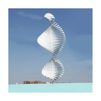 Kinetik Boş Süblimasyon Rüzgar Spinner 3D Spiral Windchime Chime Heykel Asılı Açık Kapalı Bahçe Dekor 18X45cm