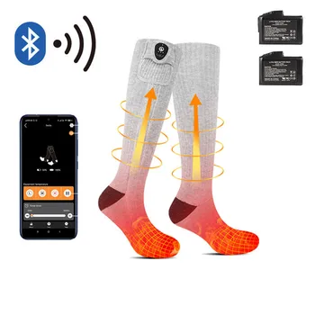 Kış elektrikli ısıtmalı çorap erkekler kadınlar için APP kontrolü ile şarj edilebilir ısıtmalı çorap pil ile kayak çorap spor ayak ısıtıcı