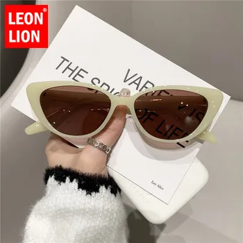 LeonLion 2023 Küçük Cateye Güneş Kadınlar Lüks Marka Gözlük Kadınlar Yüksek Kaliteli Gözlük Kadınlar / Erkekler Ayna Gafas De Sol Mujer