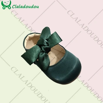 Marka Yeşil Bebek Elbise Ayakkabı Kızlar İçin Yumuşak Taban Toddler Bahar Sonbahar moda ayakkabılar Dantel Papyon-düğüm Prenses Parti