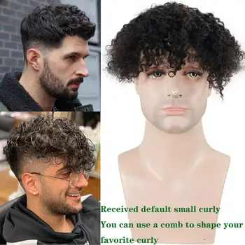 Mono Dantel üst insan saçı peruk Erkekler Için Peruk Kinky Kıvırmak Saç Parçaları Değiştirme Sistemi Erkekler Için Peruk Saç 8X10 Kıvırcık saç peruk
