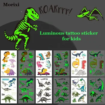 Morixi geçici dövme etiket sevimli dinozor baskı aydınlık vücut folyo su transferi çocuklar sahte dövme etiket RA089