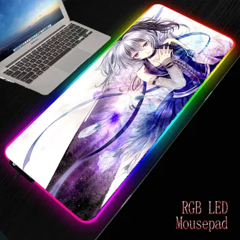 MRGBEST Anime Kız RGB Büyük Parlayan Genişletilmiş Aydınlatma Mousepad Oyun Klavye Pedi Mat Kaymaz Kauçuk Taban 90X4 0/ 80X30cm