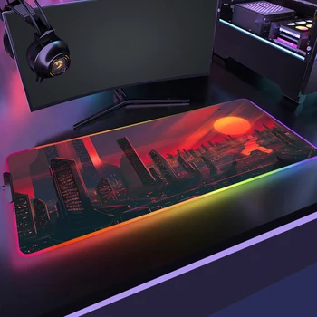 Neon RGB Fare Mat Oyun HD Baskı Kaymaz Mousepad Arkadan Aydınlatmalı Neon LED Büyük Oyun Mouse Pad Uzatın Oyun ofis halısı XXL