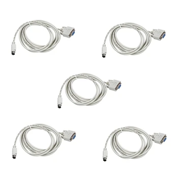PLC DVP-EH için 5X DB9P ila 8P Mini Dın RS232 İndirme Kablosu Beyaz 8,2 Ft