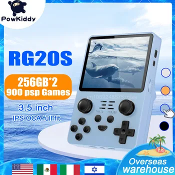 POWKIDDY RGB20S Retro elde kullanılır oyun konsolu 3.5 İnç IPS Ekran Açık Kaynak Sistemi RK3326 256G + 256G 900 PSP çocuk Hediyeleri