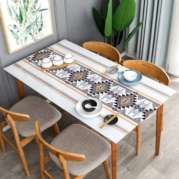PVC Bohem Tarzı İskandinav Dikdörtgen Ev Masa Örtüsü Sehpa Silikon Masa Mat Yumuşak Cam yemek masası